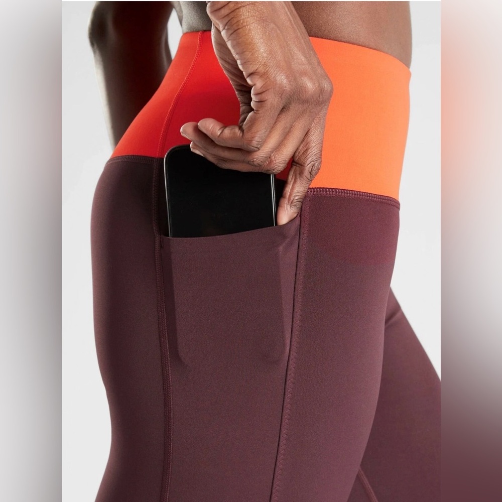 Athleta Tenacity 7/8 Tight PowerLift Antique Burgundy Mesh Panels Size S - Picture 3 of 11